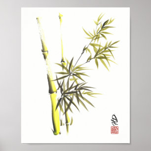 Affiche Harmonie Douce de Bambou Art au Pinceau Chinois