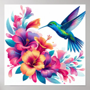 Affiche Harmonie florale : Élégance des colibris