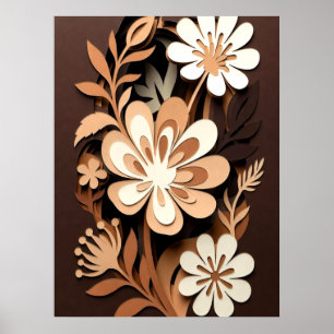 Affiche Harmonie Florale en Papier Découpé en Couches