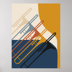 Affiche Harmonie Minimaliste de Trombone Moderne du Mili