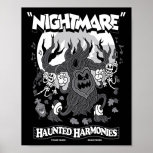 Affiche Harmonies hantées - Halloween caricature Vintage -