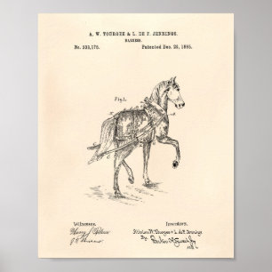 Affiche Harnais de cheval 1885 Brevet Art Vieux Poivre