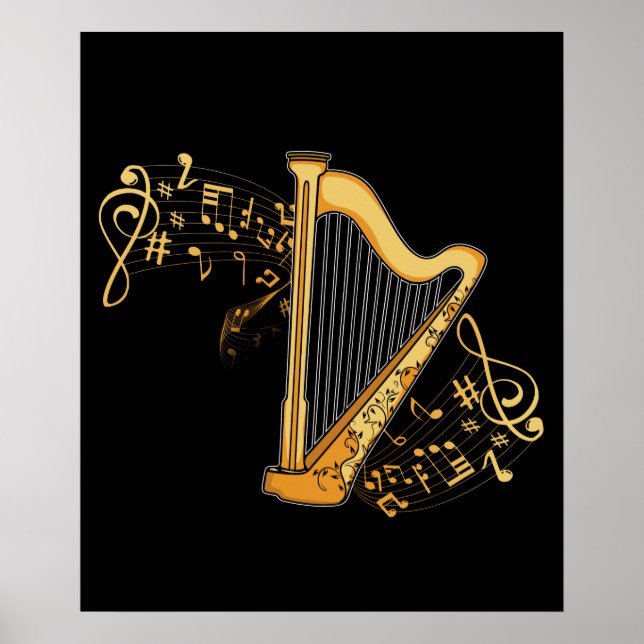 Affiche Harp Joueur Cadeaux Filles Harpist Femmes Harpe Mu (Devant)