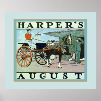 Affiche Harper's August ~ Publicité Vintage