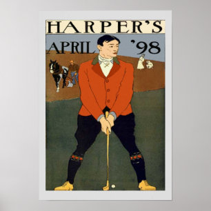 Affiche Harpers de couverture vintage Golf Magazine
