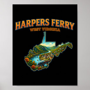 Affiche Harpers ferry virginie occidentale carte vintage p