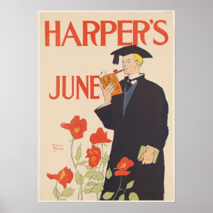 Affiche Harpers Magazine Couverture frontale Vintage