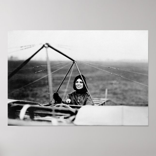 Affiche Harriet Quimby dans son Monoplane Bleriot (Devant)
