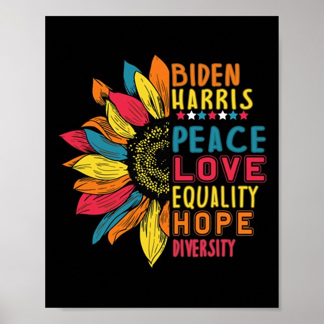 Affiche Harris 2020 Peace Love Equality Hope Diversity 1 (Devant)