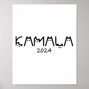 Affiche Harris 2024 Drôle mignon chatte sans enfant dame