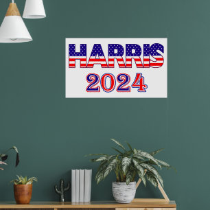 Affiche Harris 2024 Président Démocrate USA Texte du drape