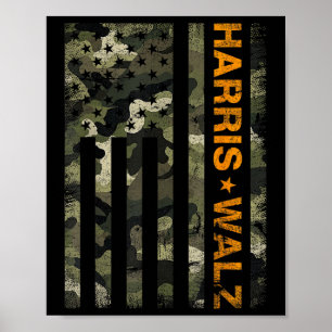 Affiche Harris 2024 Président Usa Camouflage Dudes Walz Wa
