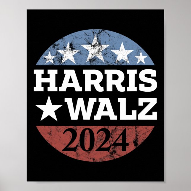 Affiche Harris &amp ; Tim Walz Pour La Campagne Président  (Devant)