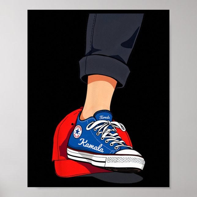 Affiche Harris Bleu Marchant Sur Chapeau Méga Rouge (Devant)
