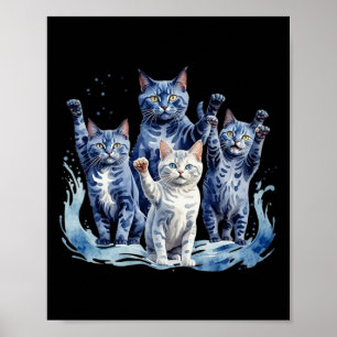 Affiche Harris Blue Cats Wave - Drôle pour les propriétair