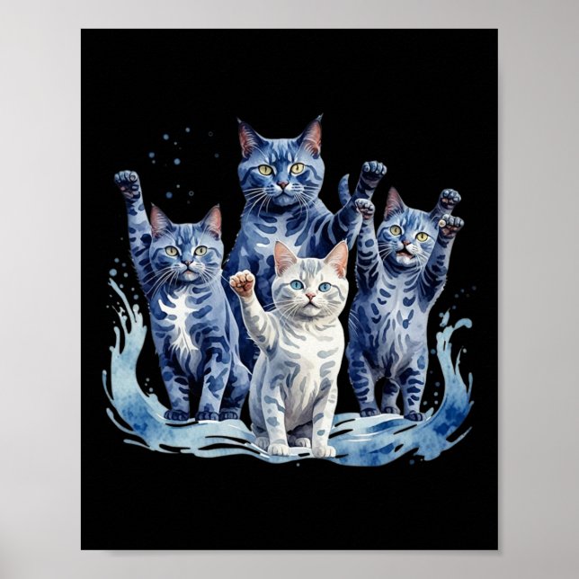 Affiche Harris Blue Cats Wave - Drôle pour les propriétair (Devant)