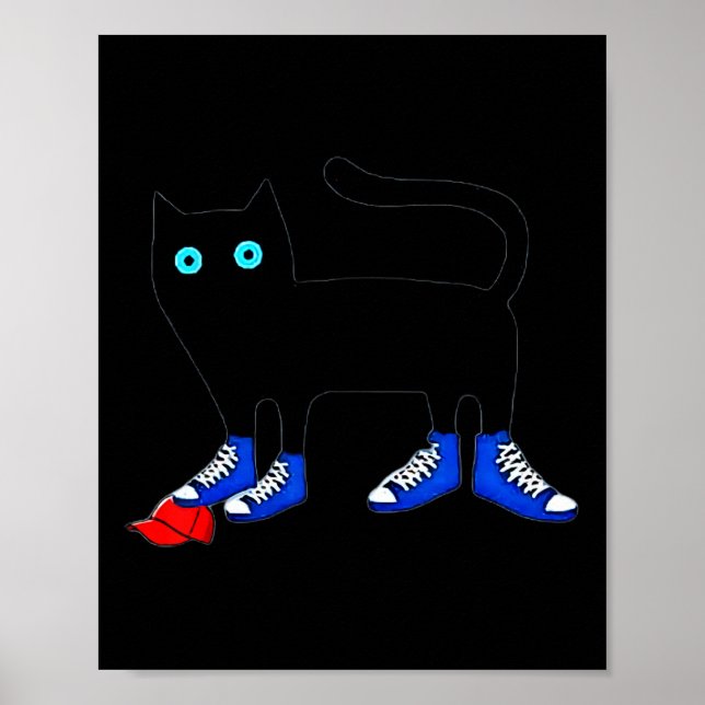 Affiche Harris Chat Portant une toile bleue Chaussures Éch (Devant)