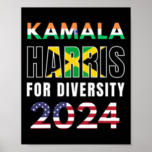 Affiche Harris Inde Jamaïque Drapeau Diversité 2024
