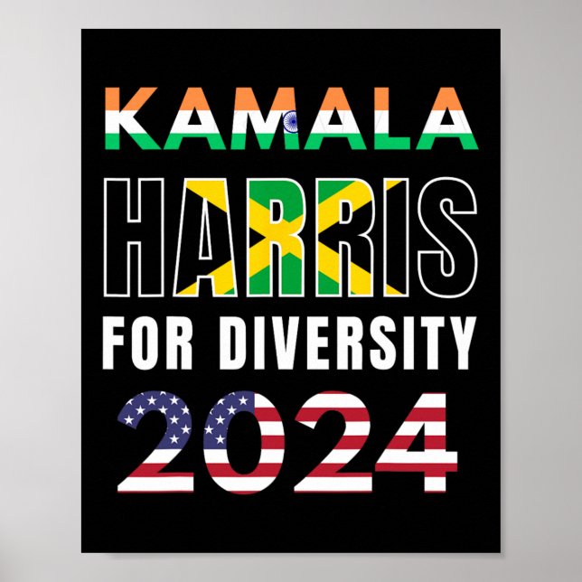 Affiche Harris Inde Jamaïque Drapeau Diversité 2024 (Devant)