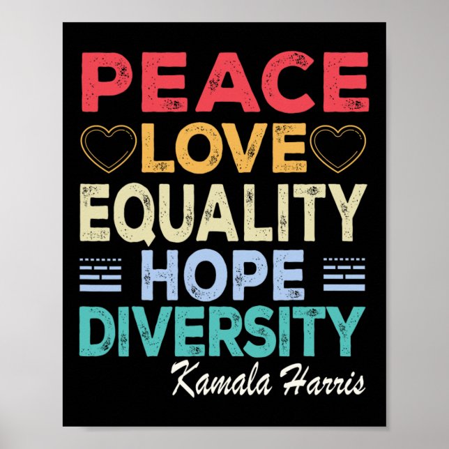 Affiche Harris Peace Love Equality Hope Diversity Retro (Devant)