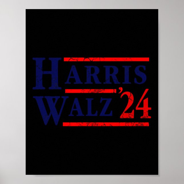 Affiche Harris Tim Walz Parti démocrate des élections 2024 (Devant)