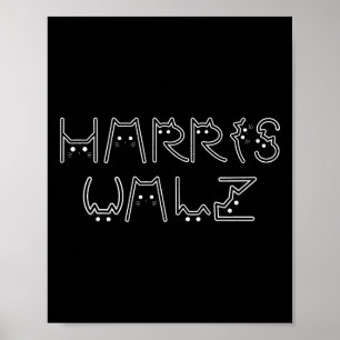 Affiche Harris Tim Walz Waltz Chat Lettre Police Design 20