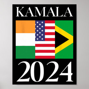 Affiche Harris Vote 2024 Drapeau de l'Inde et de la Jamaïq
