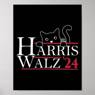Affiche Harris Waltz 2024 Drôle Chat Lady Kamala Harris Ti