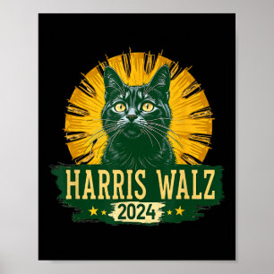 Affiche Harris Waltz 2024 Humour Cat Election Kamala Harri