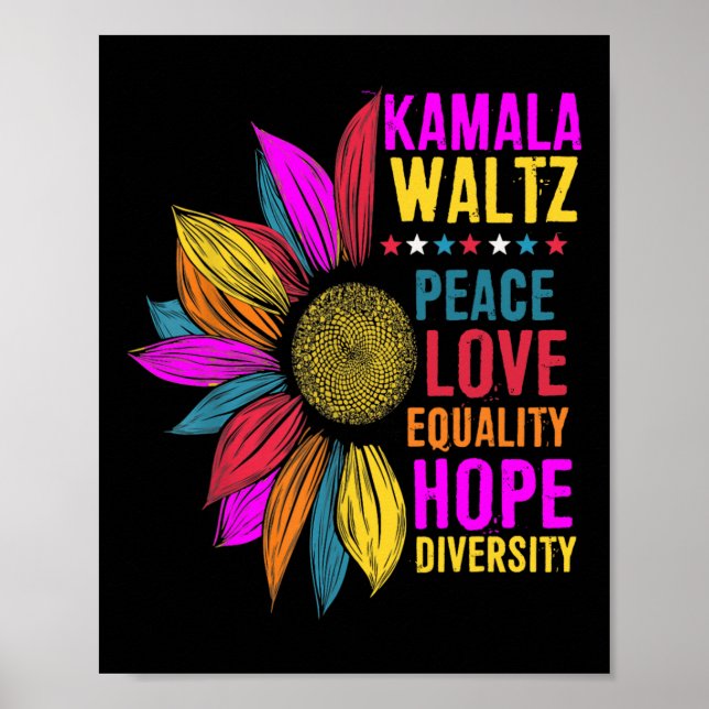 Affiche Harris Waltz Peace Love Equality Hope Diversity (Devant)