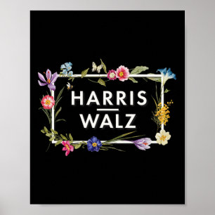 Affiche Harris Walz 2024 Floral Flowers Harris Waltz 2024