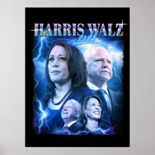 Affiche Harris Walz 2024 Retro 90s Style