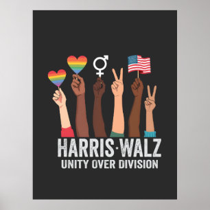 Affiche Harris Walz 2024 Unité sur division élections LGBT