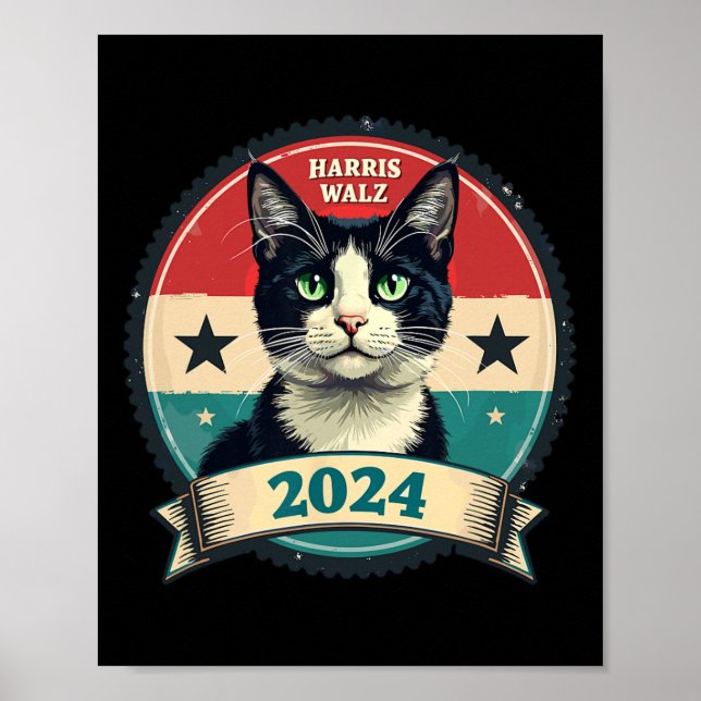 Affiche Harris Wheimer 2024 Funny Cat Election Kamala Harr (Devant)