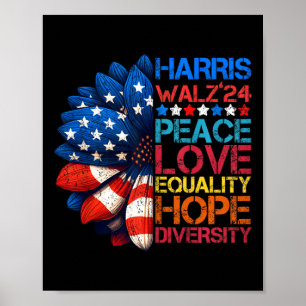 Affiche Harris Wheimer 2024 Peace Love Equality Hope Diver