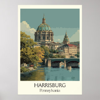 Affiche Harrisburg PA Vintage Capitol Building Art
