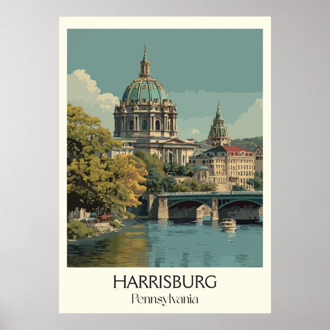 Affiche Harrisburg PA Vintage Capitol Building Art (Devant)
