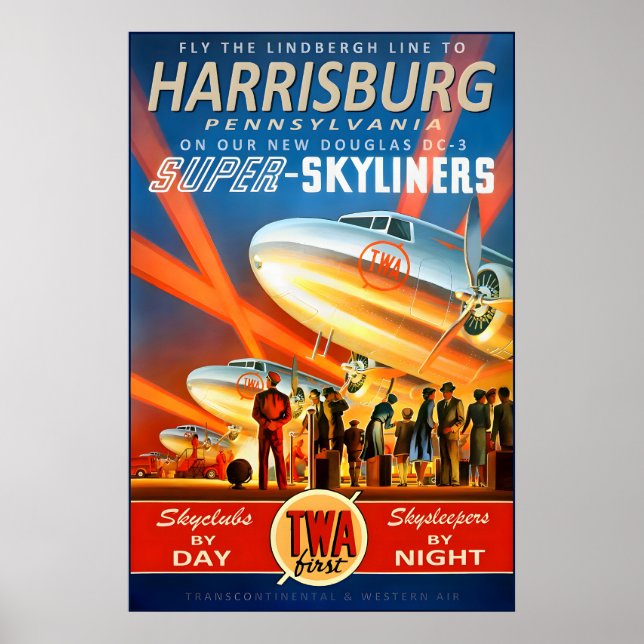 Affiche Harrisburg Pennsylvanie Transcontinental & Western (Devant)