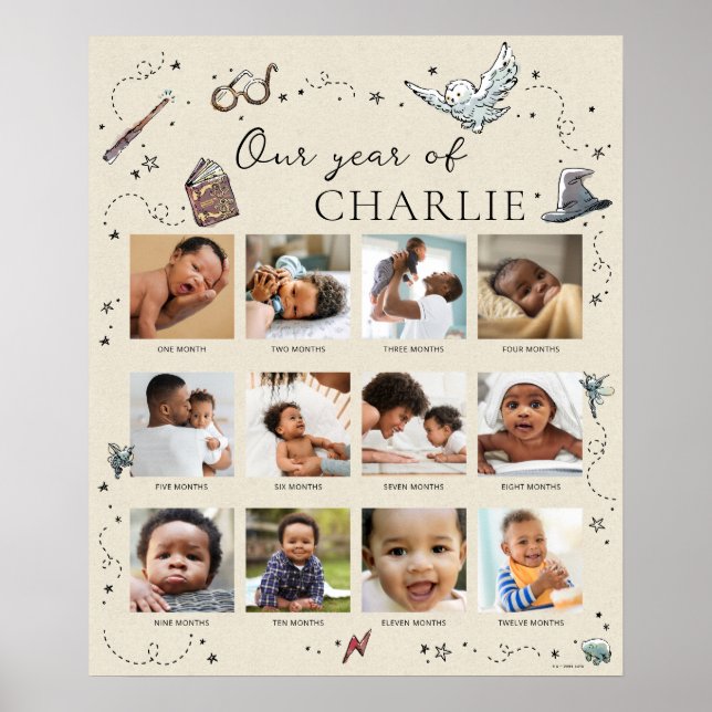 Affiche Harry Potter 1er anniversaire - 12 mois Collage ph (Devant)