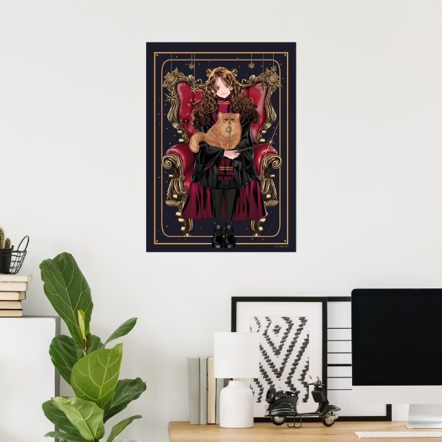 Affiche HARRY POTTER™ | Anime Hermione Granger assis (Bureau à domicile)
