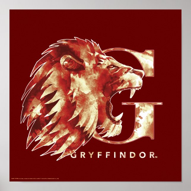 Affiche Harry Potter | Aquarelle Lion GRYFFINDOR™ (Devant)