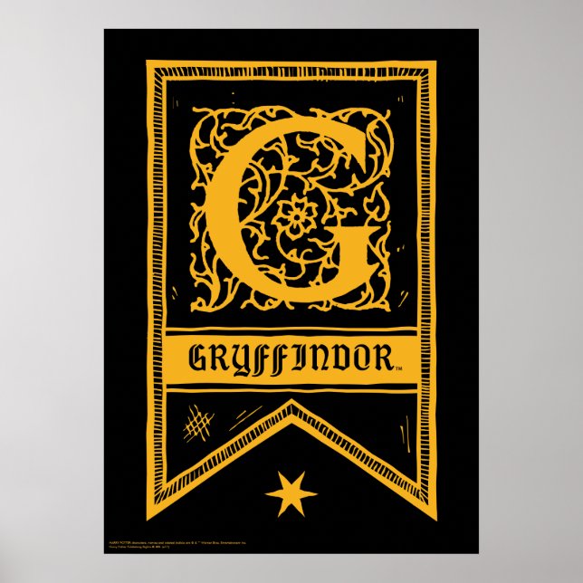 Affiche Harry Potter | Bannière monogramme de Gryffindor (Devant)