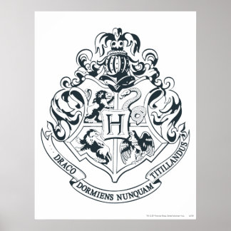Affiche Harry Potter | Cimier de Poudlard - noir et blanc