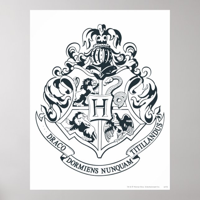 Affiche Harry Potter | Cimier de Poudlard - noir et blanc (Devant)