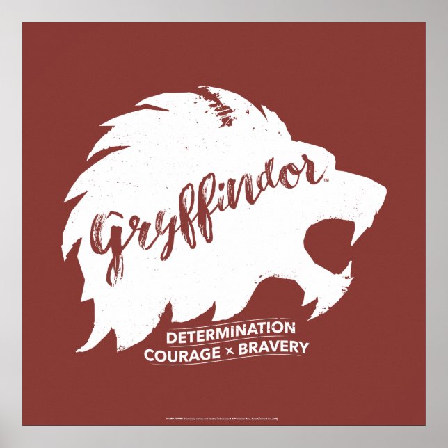 Affiche Harry Potter | GRYFFINDOR™ Typographie Silhouette (Devant)