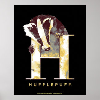 Affiche Harry Potter | HUFFLEPUFF™ Blaireau Aquarelle