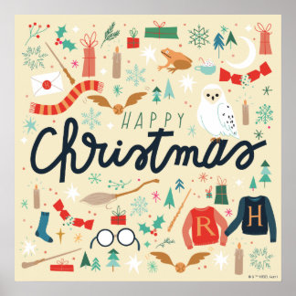 Affiche Harry Potter | Joyeux Noël Avec Icônes Festives