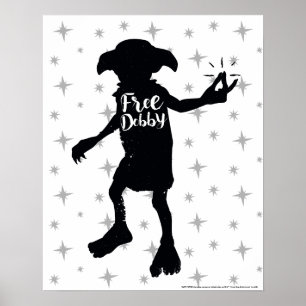 Affiche Harry Potter   "Libérez Dobby" Silhouette Typograp