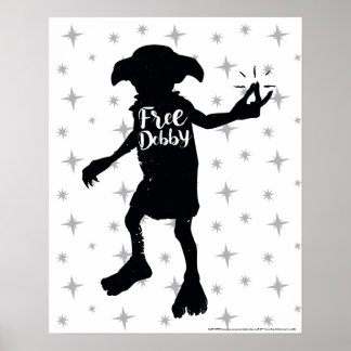Affiche Harry Potter | "Libérez Dobby" Silhouette Typograp