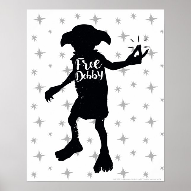Affiche Harry Potter | "Libérez Dobby" Silhouette Typograp (Devant)